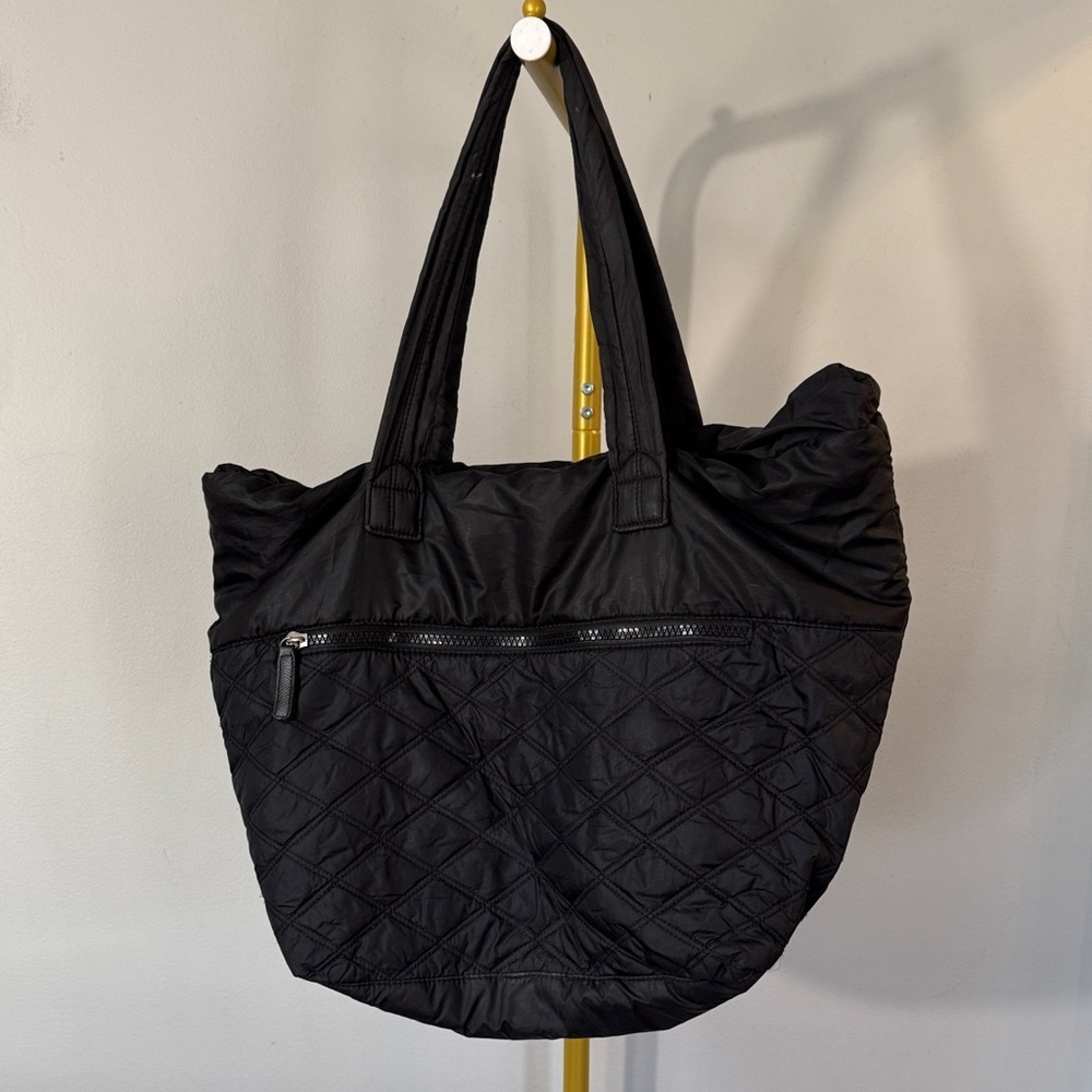 Sondra Roberts Black Quilted Tote Bag